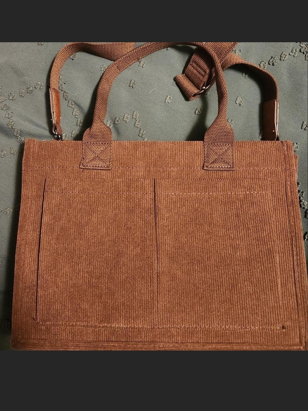 Corduroy Crossbody Tote Bag in Brown